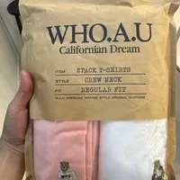 [S] WHO.A.U STEVE 2PACK SOLID T-SHIRTS,PINK, WHRAE3792U-PINK (SWAU408)