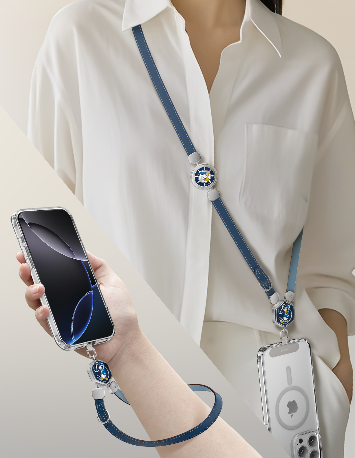 2合1 多功能皮革手機掛繩 (唐老鴨, 迪士尼系列)