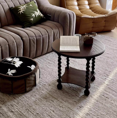 法式復古實木麻花小圆桌