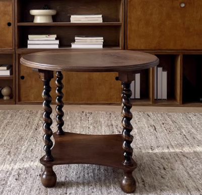 法式復古實木麻花小圆桌
