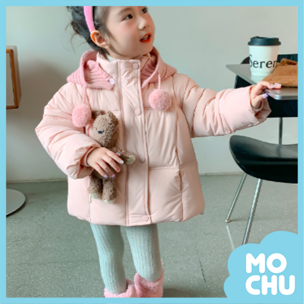 針織毛球帽加絨加厚外套(二色)