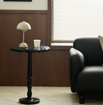 復古實木圓型花邊小茶几