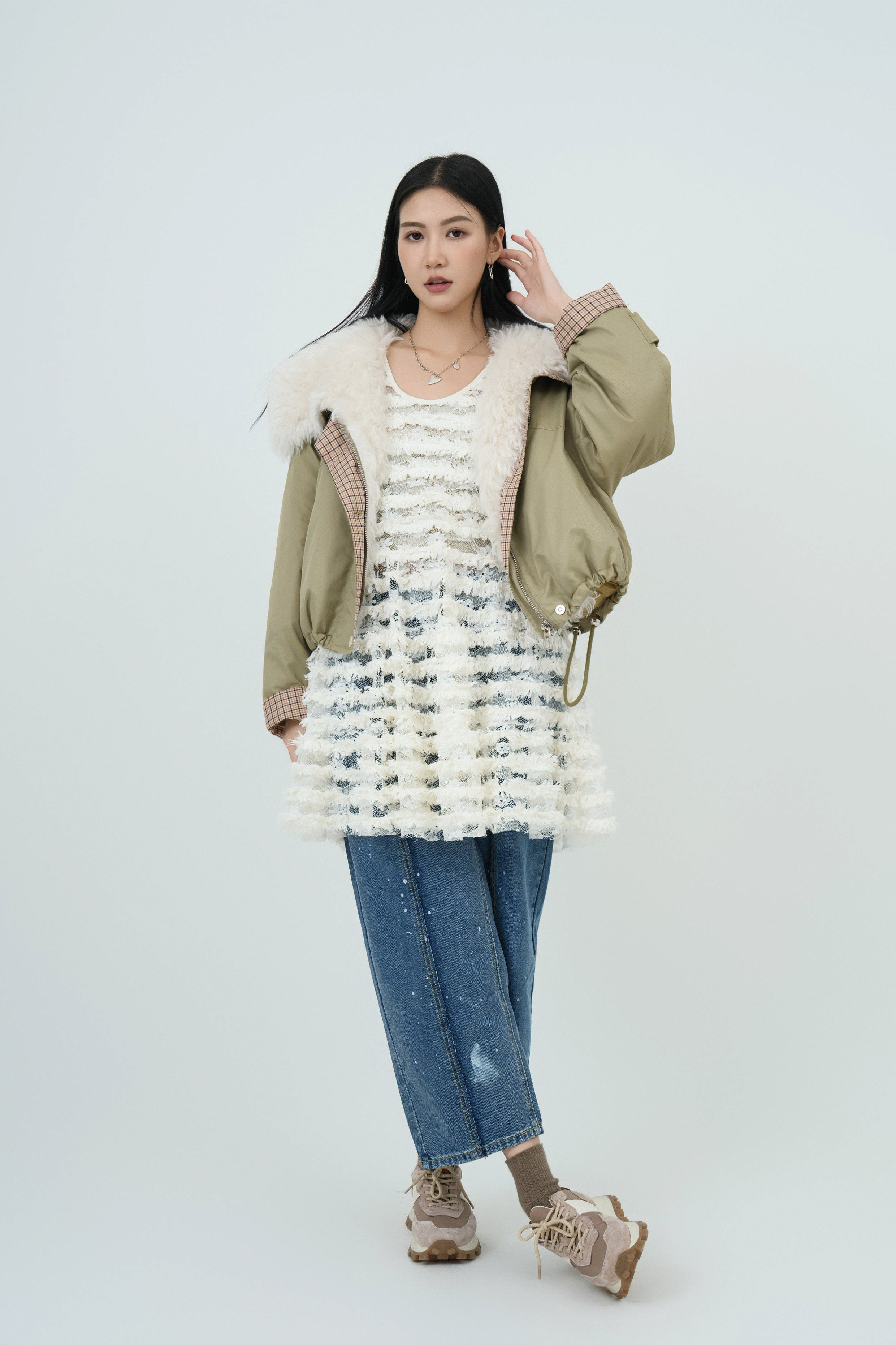 FW24_0282（外套＋連身裙+牛仔褲）