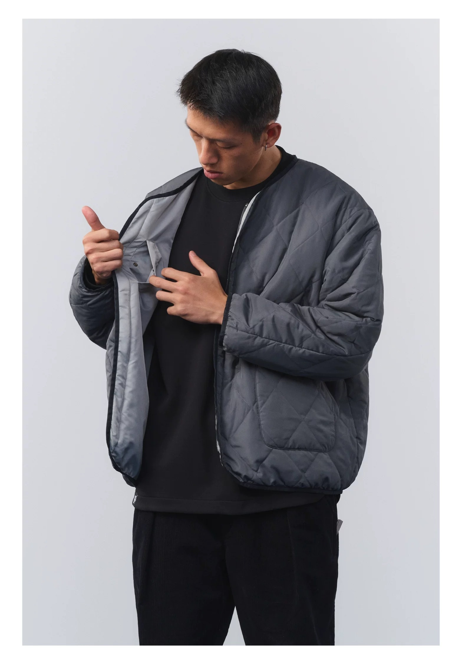 【現貨】BOHRHOO 24AW 防潑水 雙面穿 內外搭 保暖 鋪棉外套 灰綠 淺灰