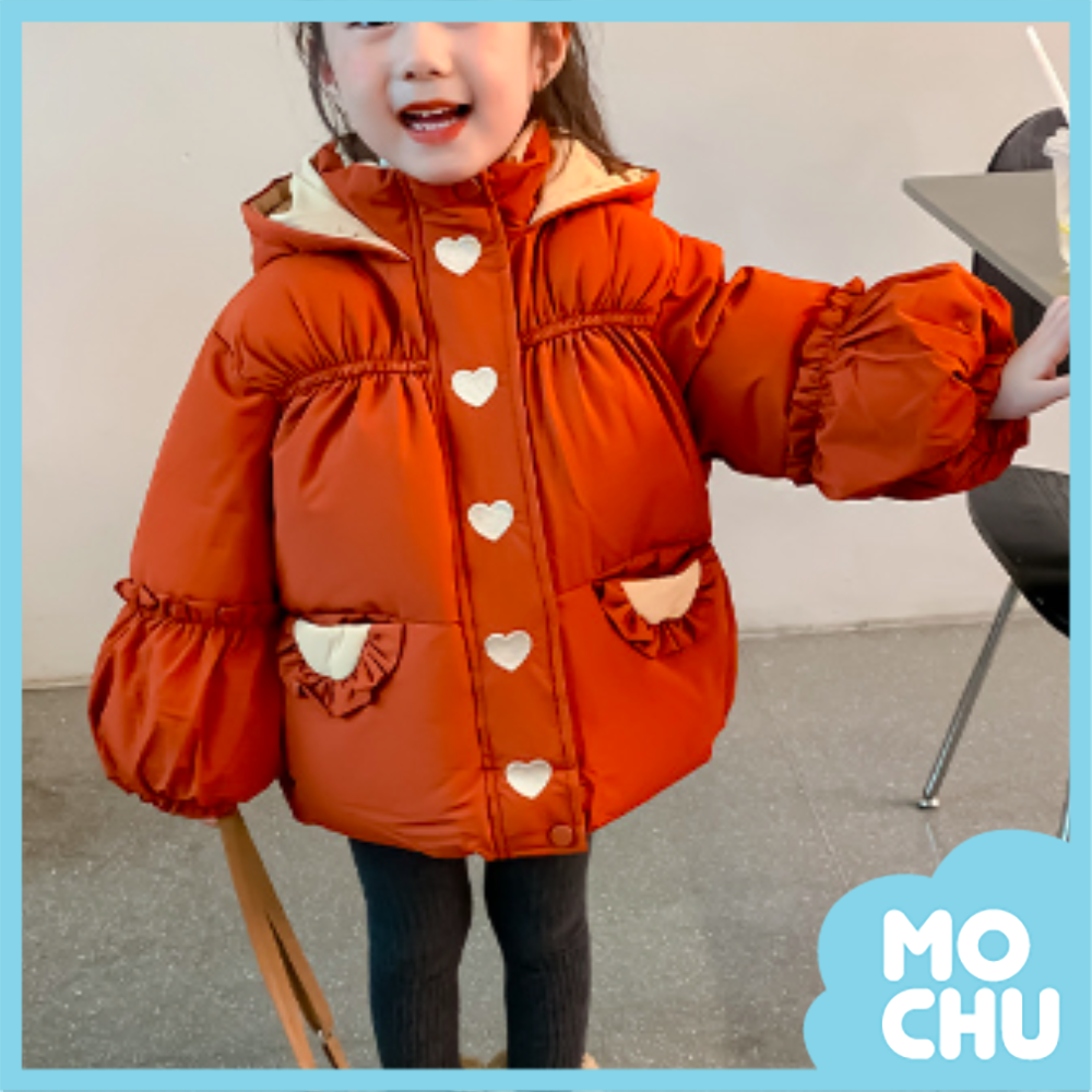 小愛心燈籠袖夾棉加厚外套