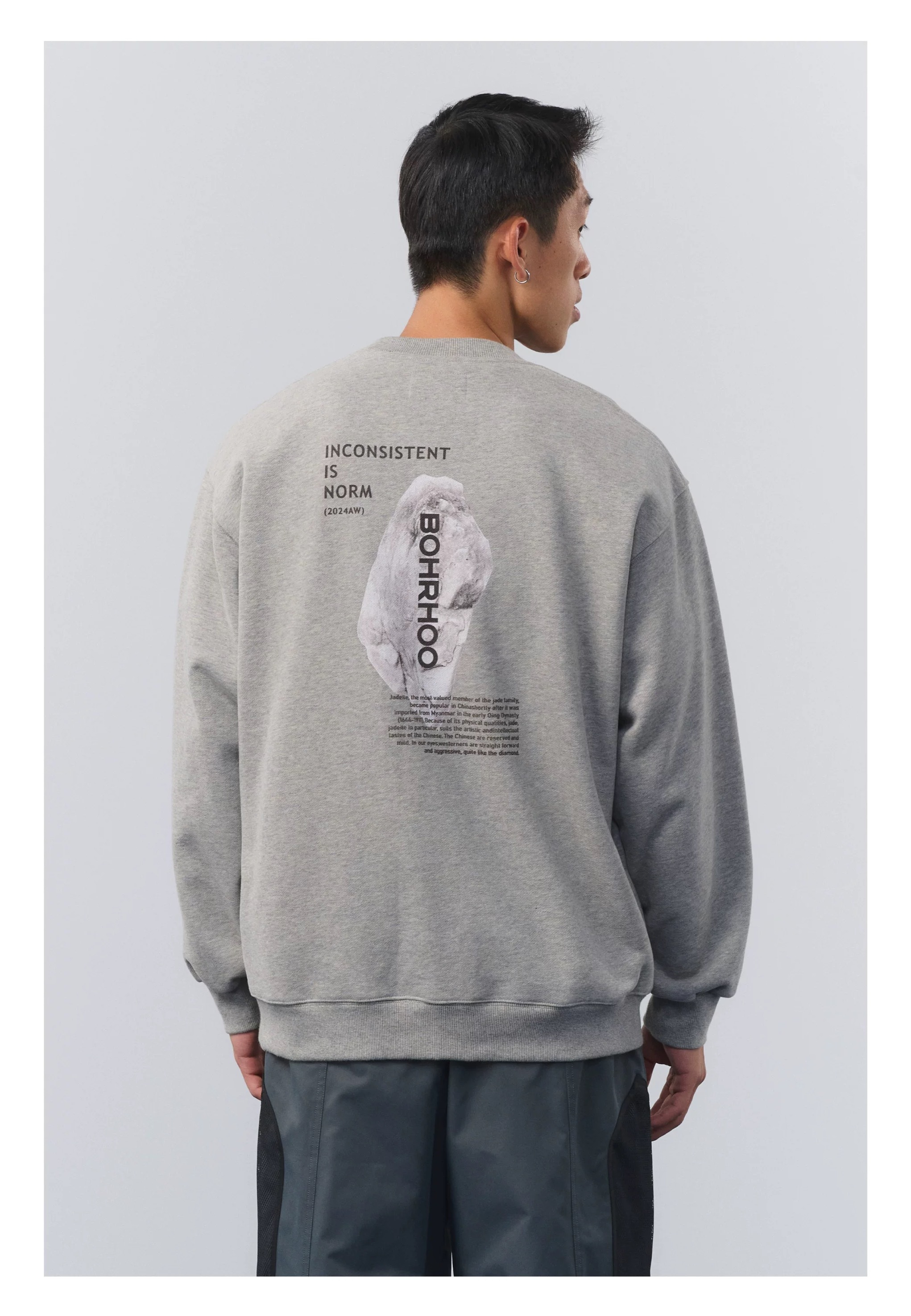 【現貨】BOHRHOO 24AW 日系 重磅 恒溫保暖 抓絨 原石 長袖 大學T 黑 棕花灰