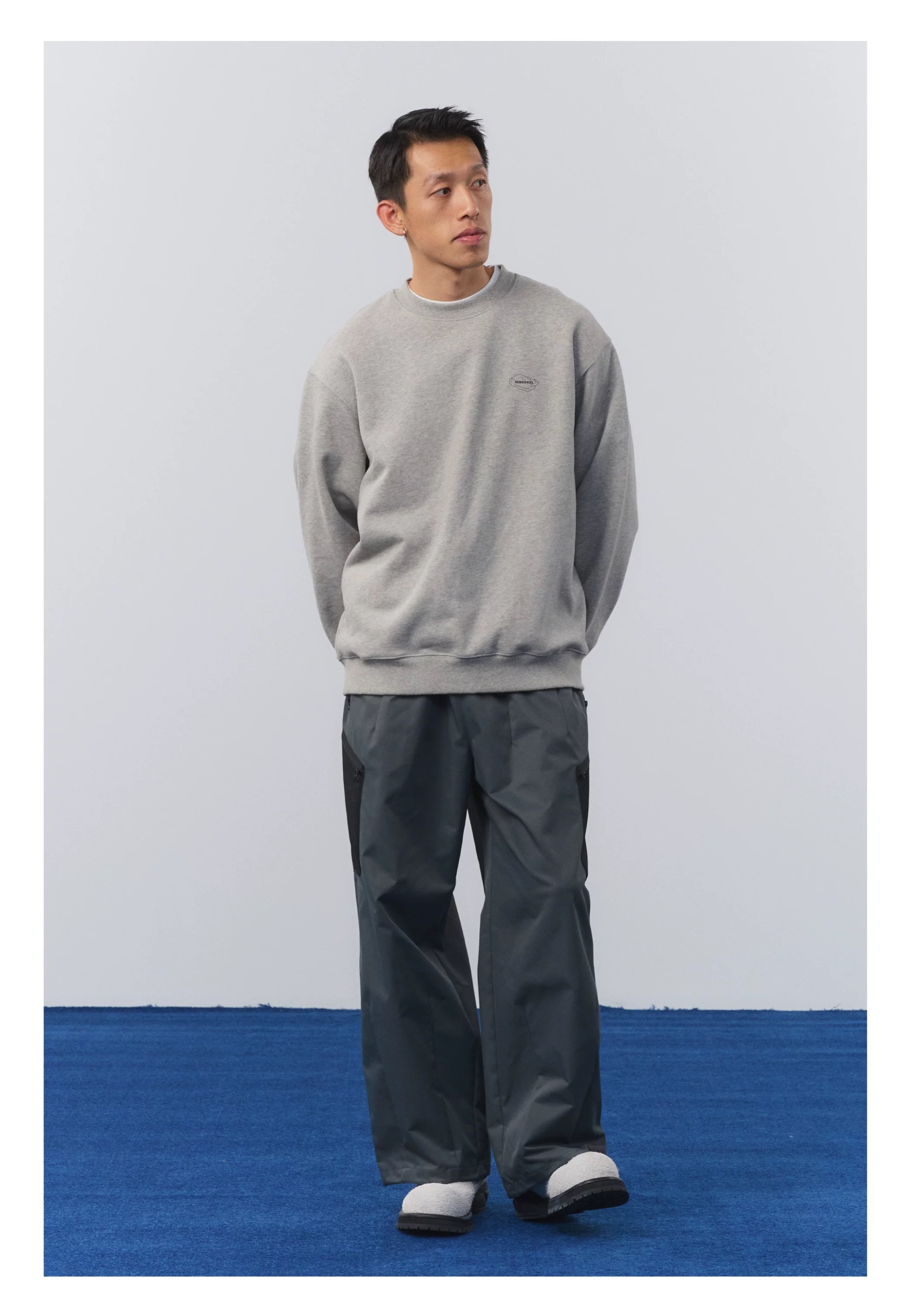 【現貨】BOHRHOO 24AW 日系 重磅 恒溫保暖 抓絨 原石 長袖 大學T 黑 棕花灰