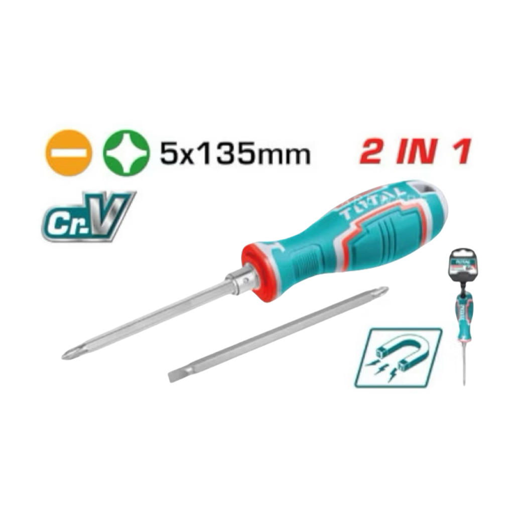 TOTAL 長型二合一螺絲起子組 短胖兩用螺絲起子 替換起子