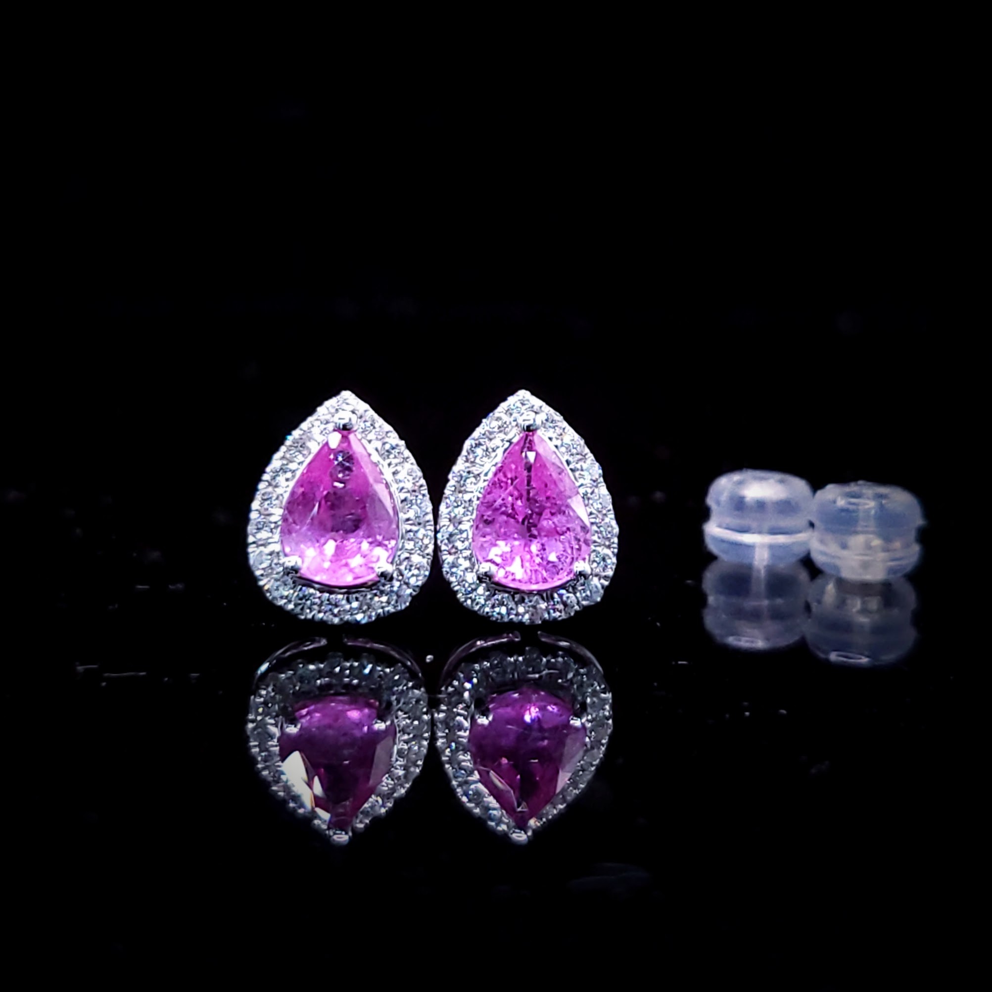 18K White Gold 1.68ct Sapphire and Diamond Earrings