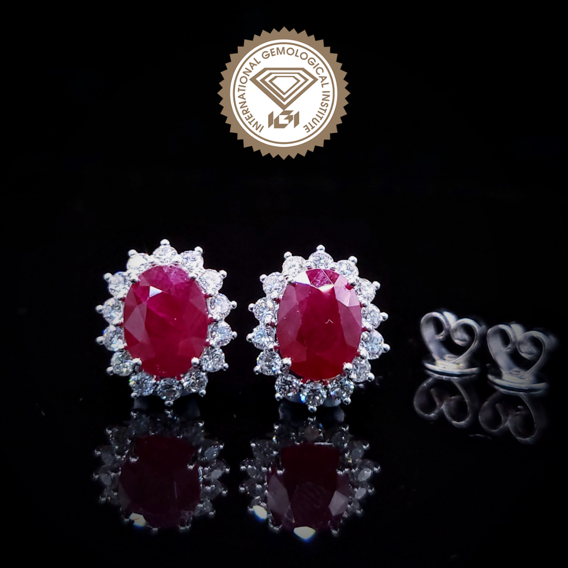 18K White Gold 4.01ct Ruby and Diamond Earring