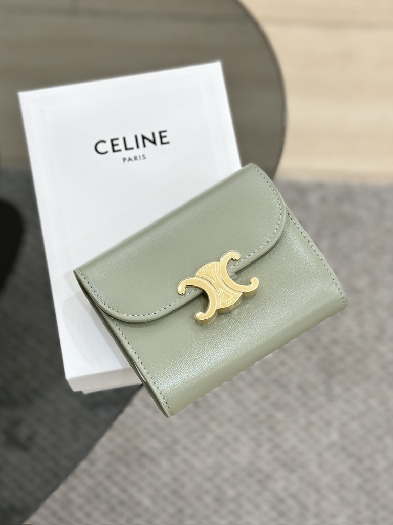 CELINE Triomphe Small Flap Wallet - light clay