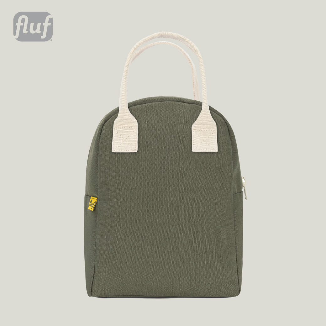 拉鍊隨手袋【橄欖綠】-加拿大Fluf有機棉