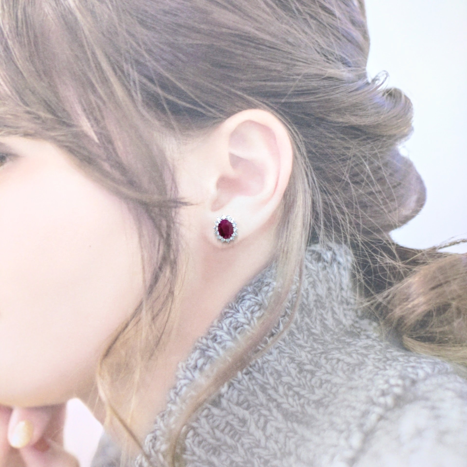 18K White Gold 4.01ct Ruby and Diamond Earring