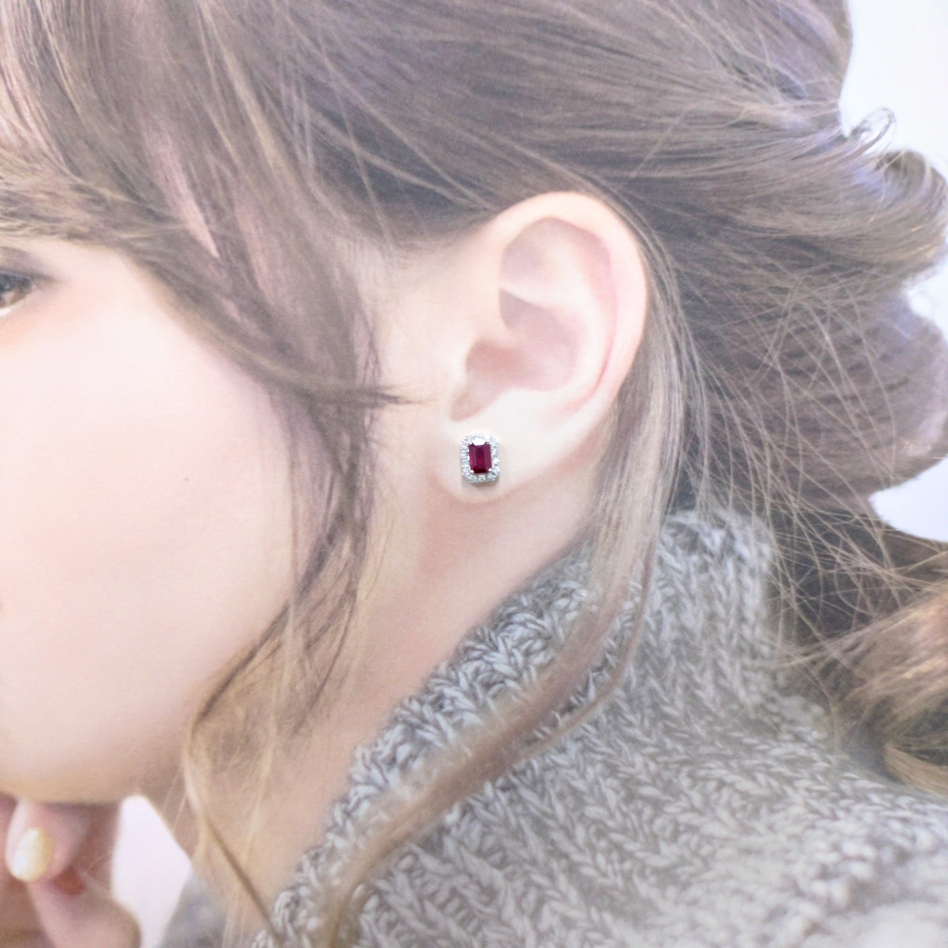 18K White Gold 1.51ct Ruby and Diamond Earrings