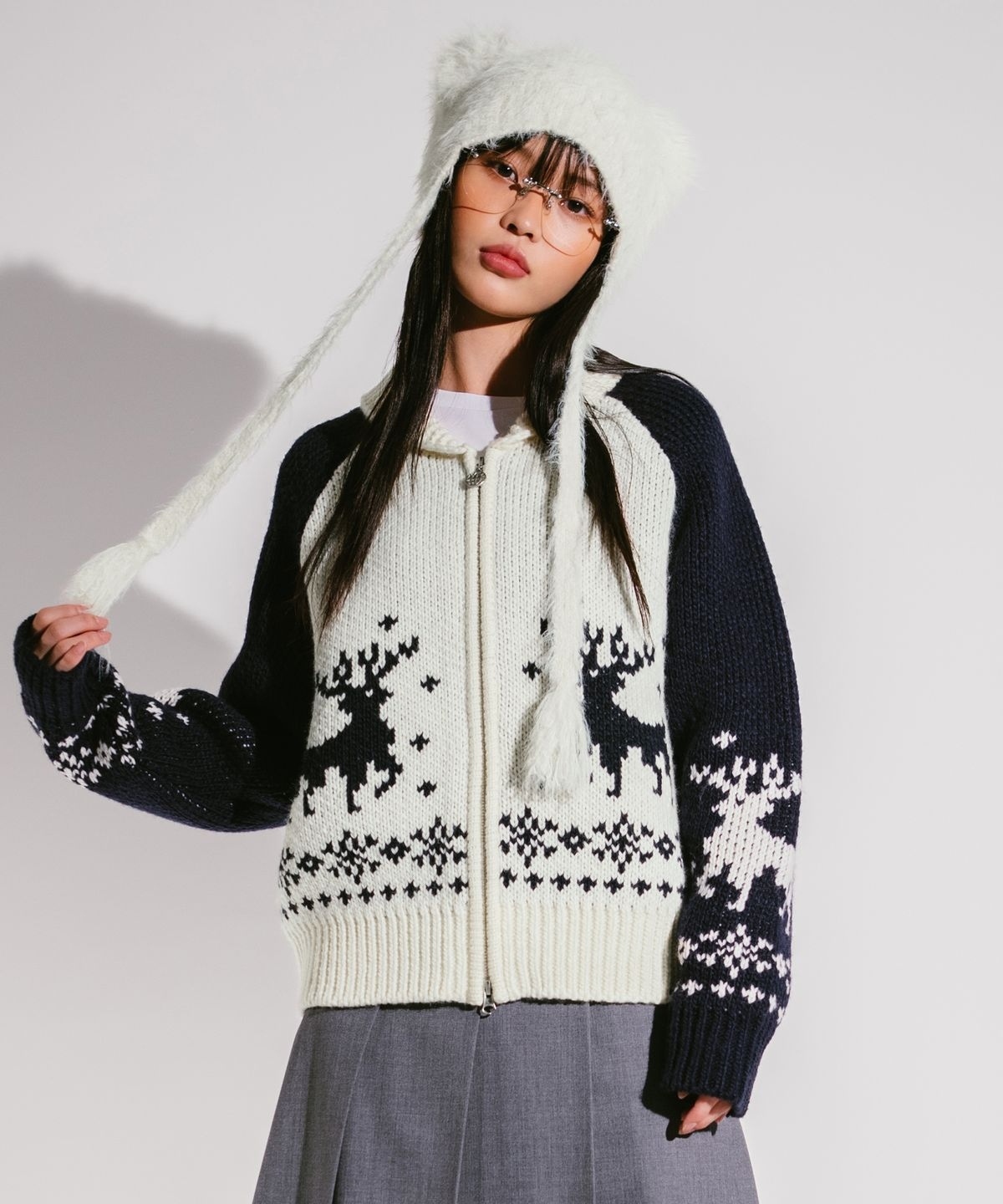 【代購】LMC 女 WM DEER COWICHAN ZIP-UP CARDIGAN 拉鍊 開襟衫 外套 0LM44FCD882