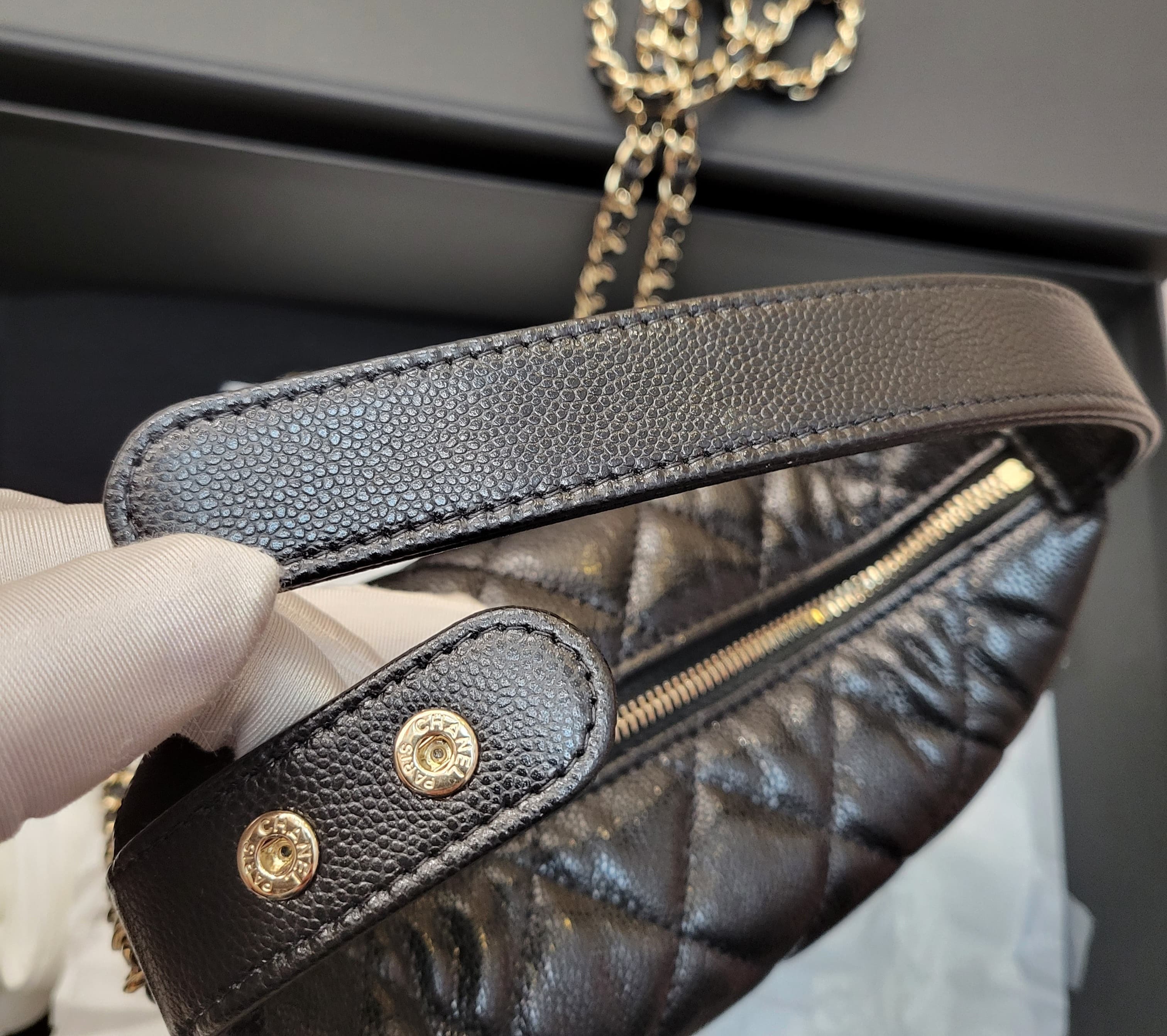 CHANEL AP4386 HOBO BAG BLACK GOLD CAVIAR 飯盒包 黑色