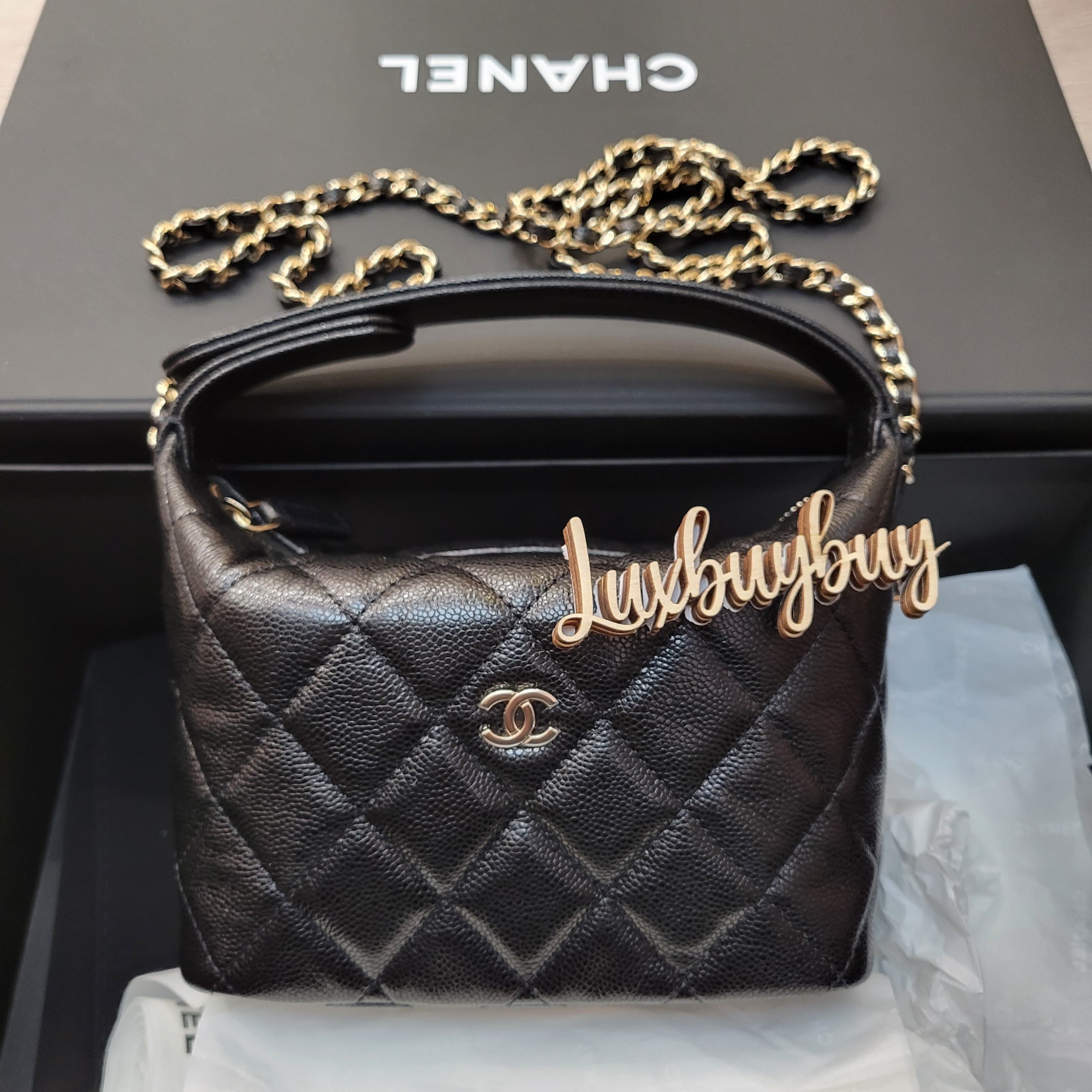 CHANEL AP4386 HOBO BAG BLACK GOLD CAVIAR 飯盒包 黑色