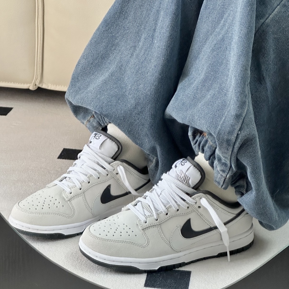 Nike Dunk Low 85 黑灰白雙勾麂皮 女鞋 低筒休閒鞋