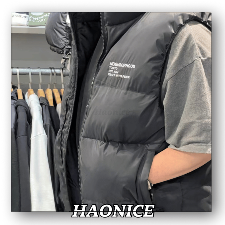 【HAO NICE】冬季必備❄️NEIGHBORHOOD 潮牌🔥字母logo拼色羽絨背心 外套 工裝背心 防寒防風