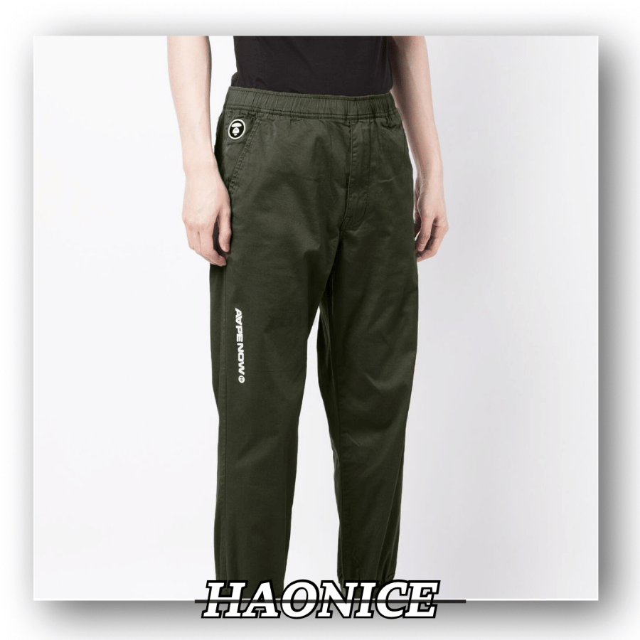 【HAO NICE】秋冬首選❄️日系潮牌Aape🦍 徽章logo純色束口長褲 休閒長褲 非常百搭