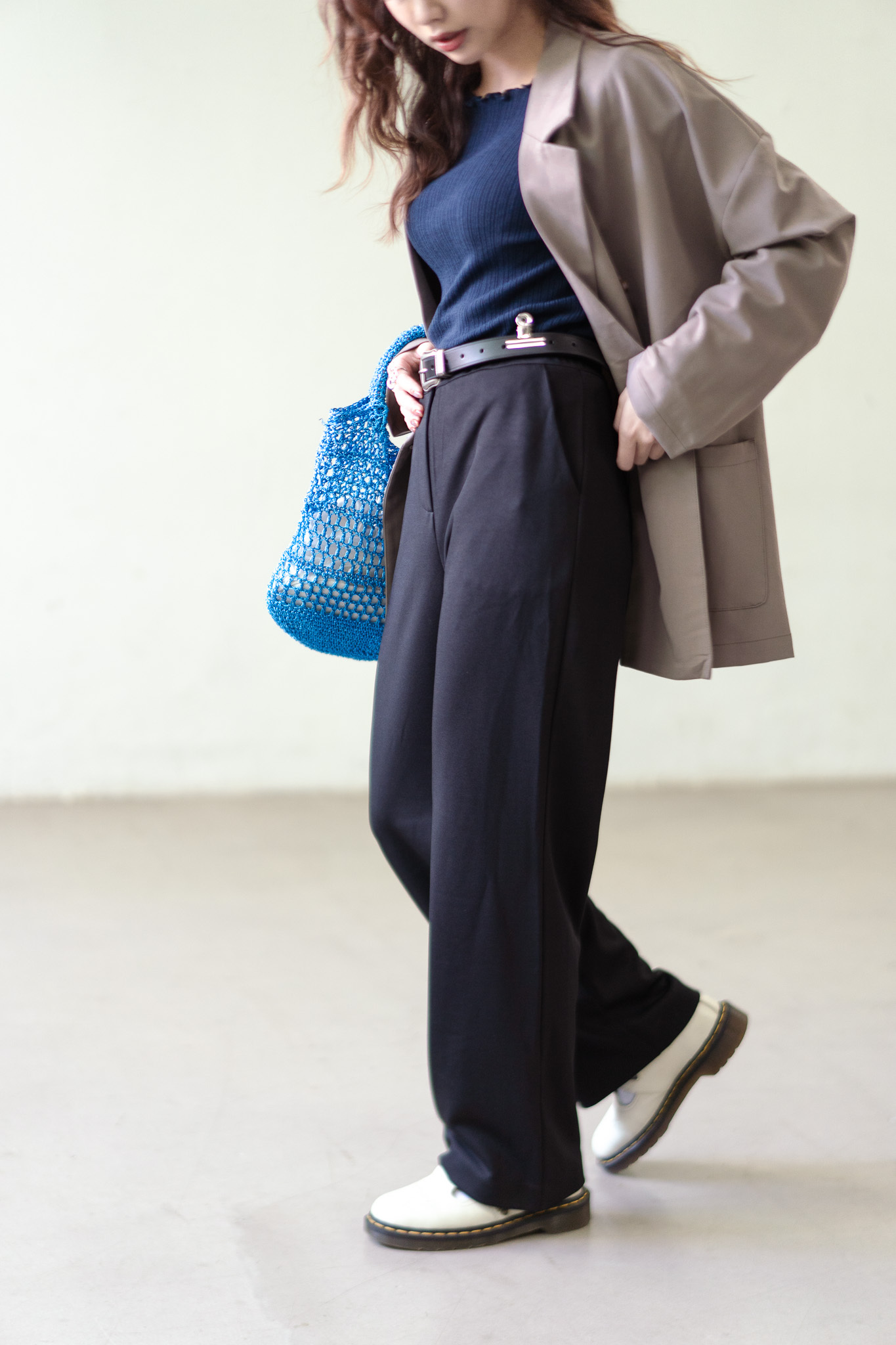 舒適溫暖～彈性布料直腳褲TR44351