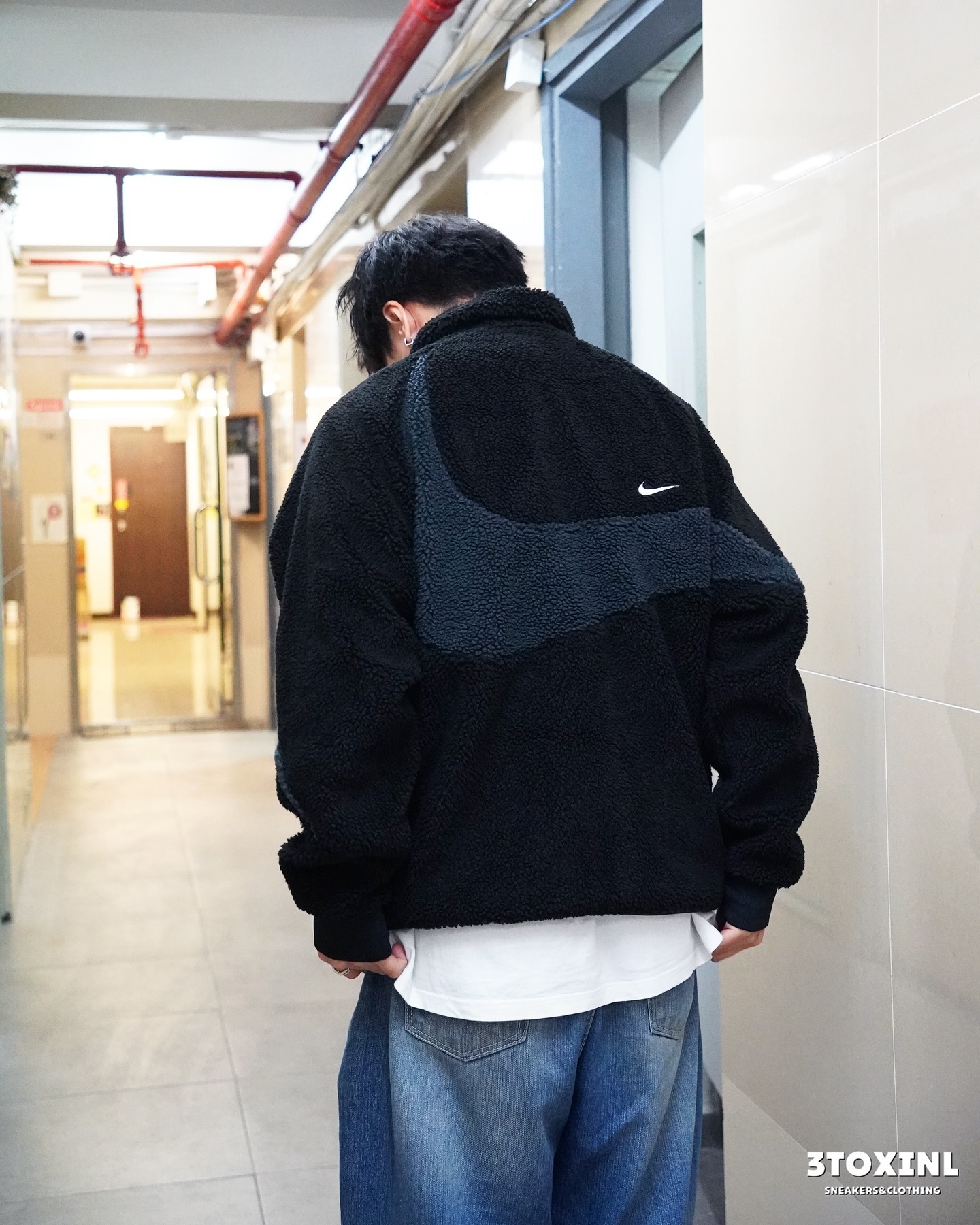 (現貨) Nike Big Swoosh Jacket - Black Grey (毛毛面)