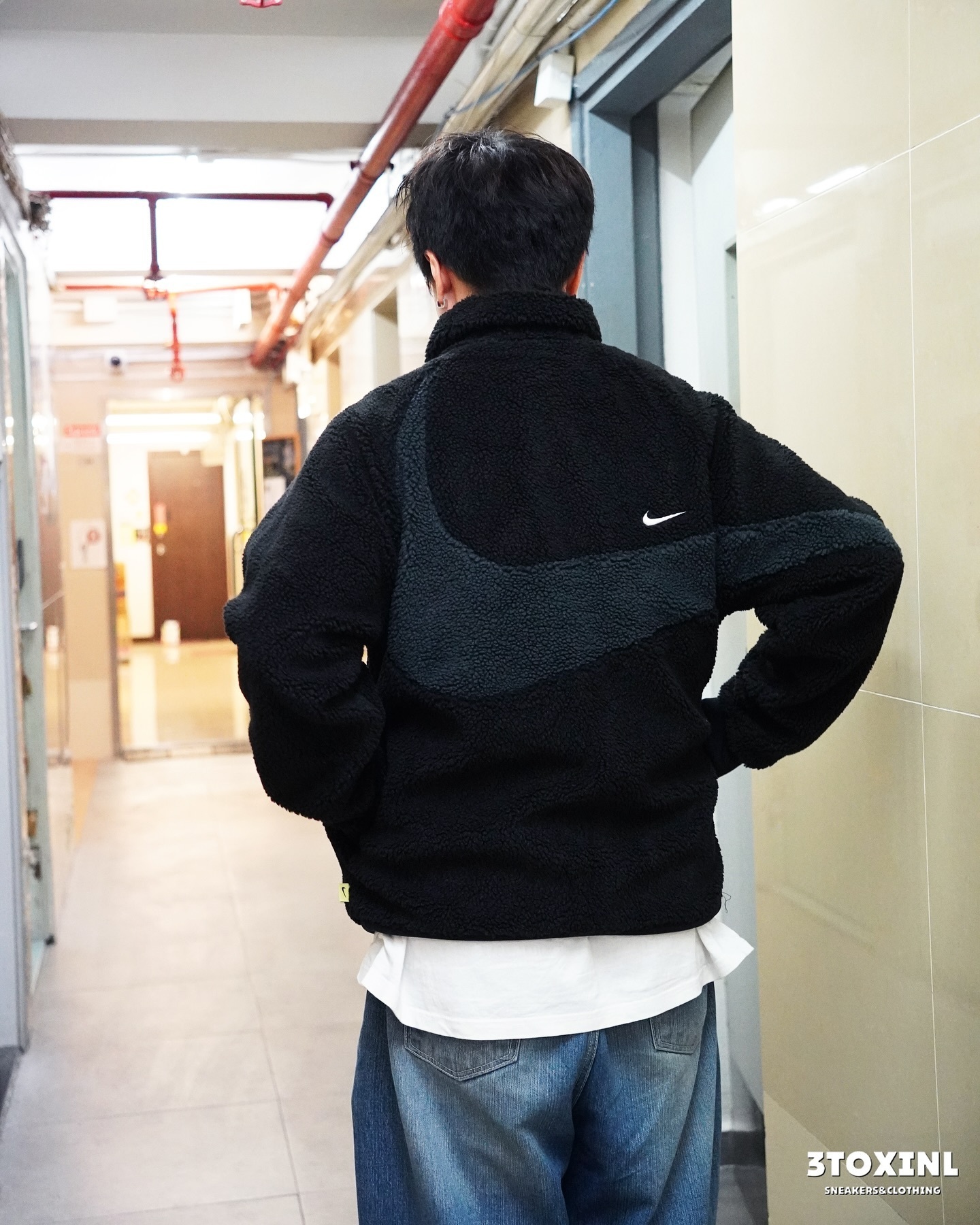 (現貨) Nike Big Swoosh Jacket - Black Grey (毛毛面)