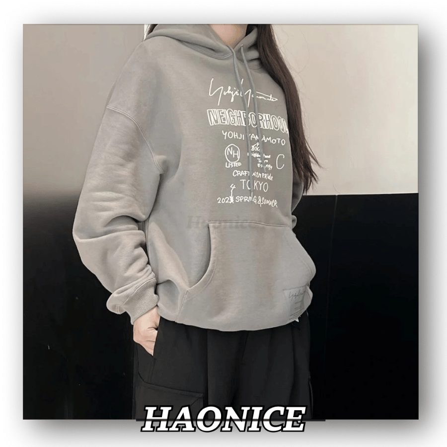 【HAO NICE】潮流首選🔥NEIGHBORHOOD x 山本耀司 超強聯名✨字母元素標籤連帽長袖 帽T 大學運動風