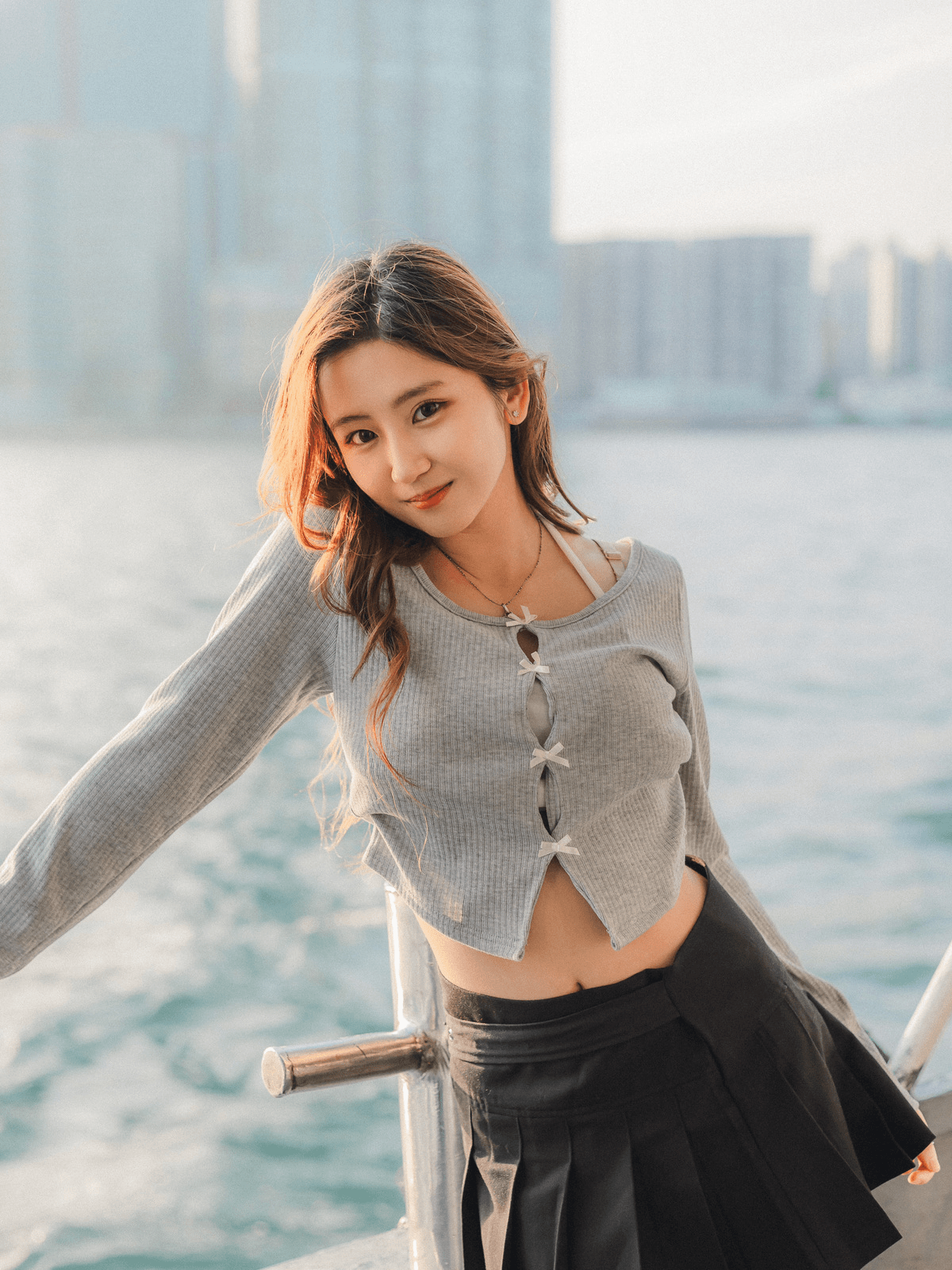 甜美蝴蝶結掛頸背心Top Set