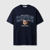 [S] WHO.A.U STEVE CAMPUS PATCH T-SHIRT,NAVY, WHRPE3792U-NAVY (SWAU442)
