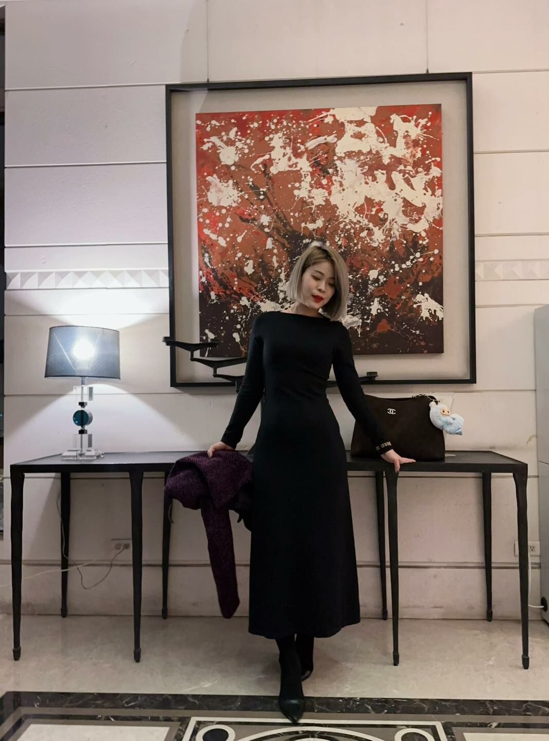 不對稱抓皺 一字肩氣質黑洋