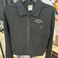 [S] WHO.A.U RIBBED COLLAR ZIP-UP,BLACK, WHMZE4T61F-BLACK (SWAU453)