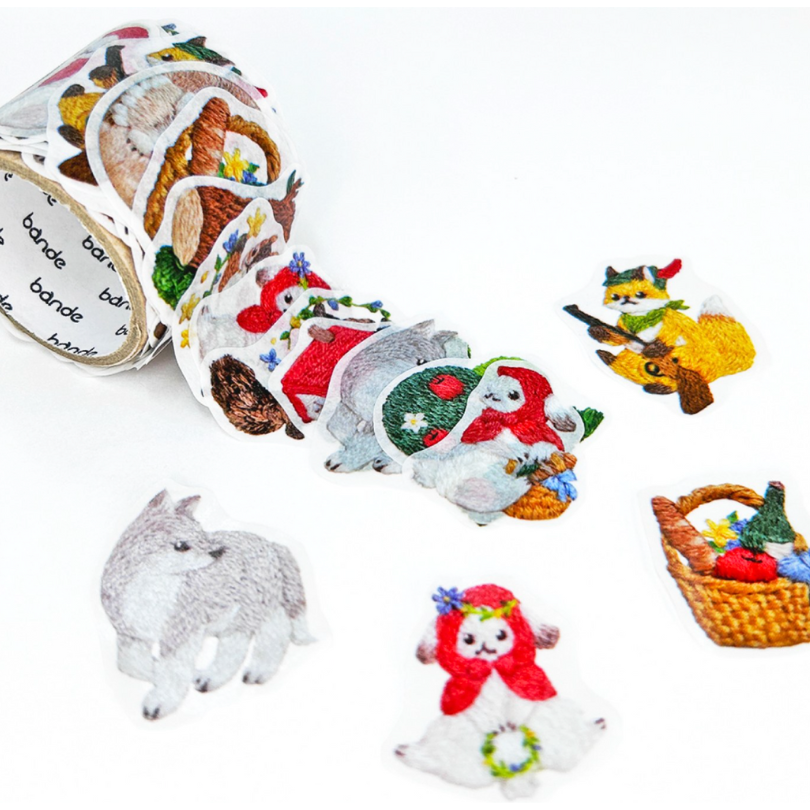 Bande Sticker Tape－Little Red Riding Hood in Embroidery Forest  (Japanese Stationery Brand)