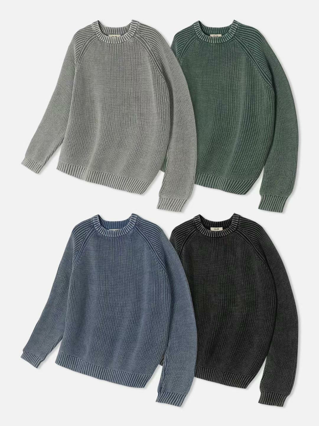 淨色圓領暗直紋針織衫 OUR ROOM-013T