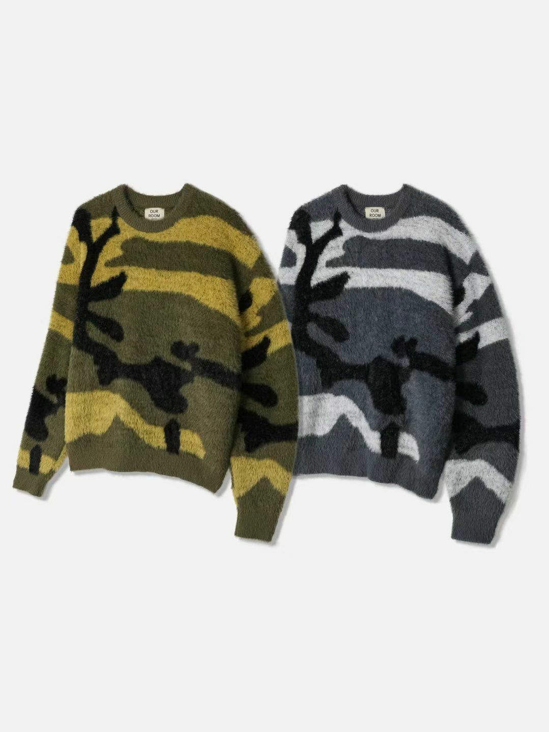 圓領亂紋毛毛針織衫 OUR ROOM-016T