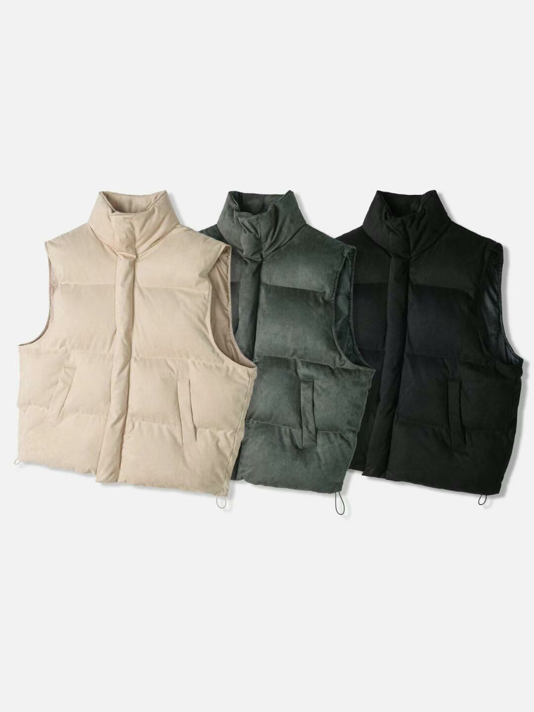 淨色企領拉鍊背心褸(夾棉) OUR ROOM-020V