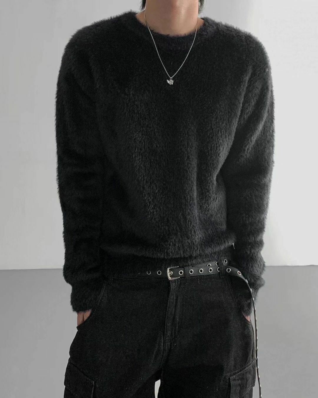 淨色圓領毛毛針織衫 Seeot-027T