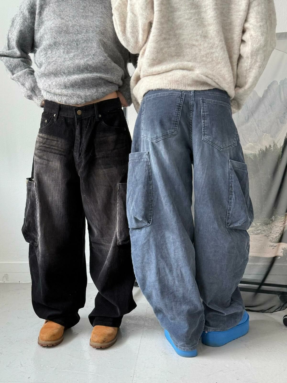 淨色燈心絨工裝鬆身褲 Seeot-028P