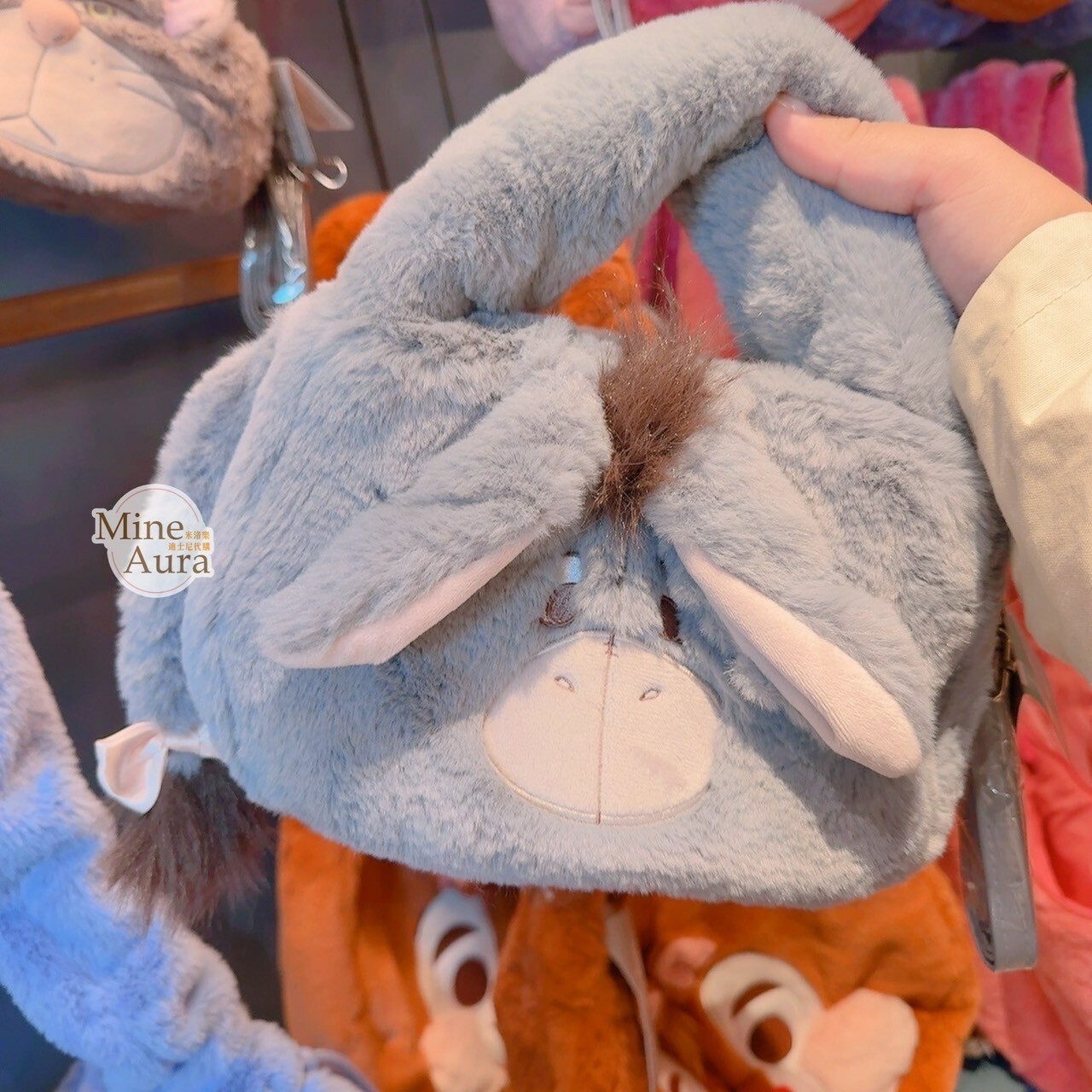 屹耳 Eeyore 絨毛 大臉 立體耳朵 造型 毛毛 2way 斜背包 手提包 小熊維尼 Winnie the Pooh -香港迪士尼樂園