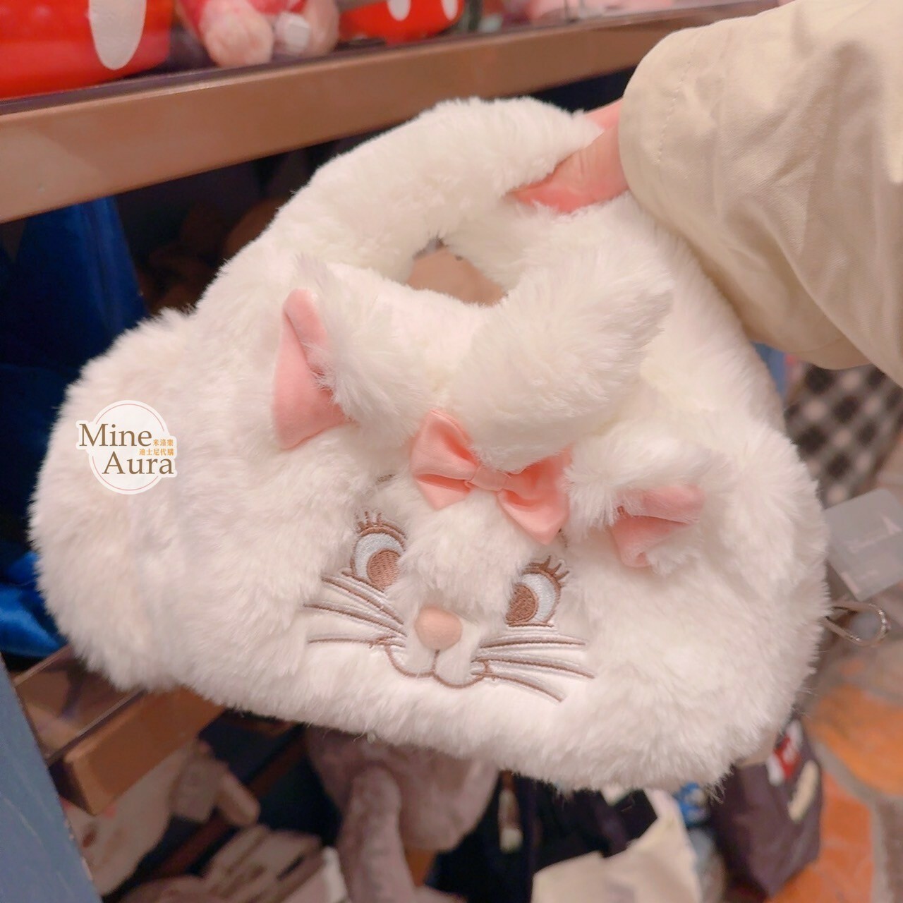 瑪莉貓 Marie 絨毛 大臉 立體耳朵 造型 毛毛 2way 斜背包 手提包 貓兒歷險記 The Aristocats -香港迪士尼樂園