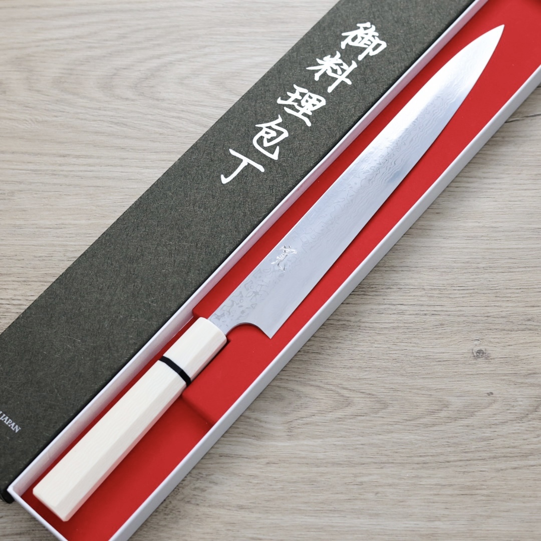 彌氏良寬  柳刃 300mm 青紙鋼 墨流