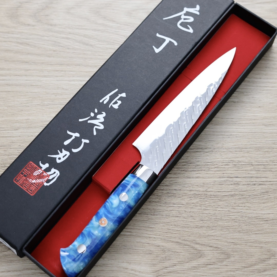 佐治武士 蔬果刀 90mm SG Strix鋼 鎚目 壓克力柄