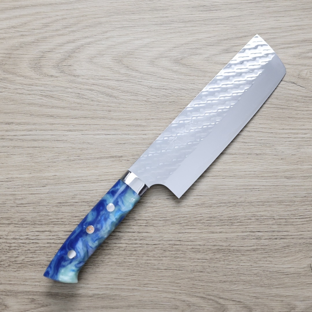 佐治武士 菜切 165mm SG Strix鋼 鎚目 壓克力柄