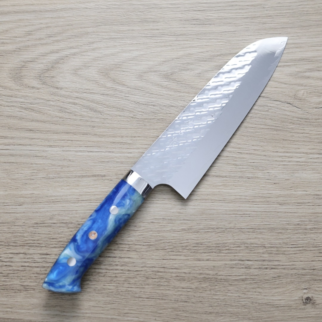 佐治武士 三德 180mm SG Strix鋼 鎚目 壓克力柄