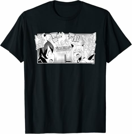 「官方代購」Hololive  【白上フブキ】『ヤマト神想怪異譚』漫画コマTシャツ（本人セレクト / 日本語/英語）黒 T-Shirt