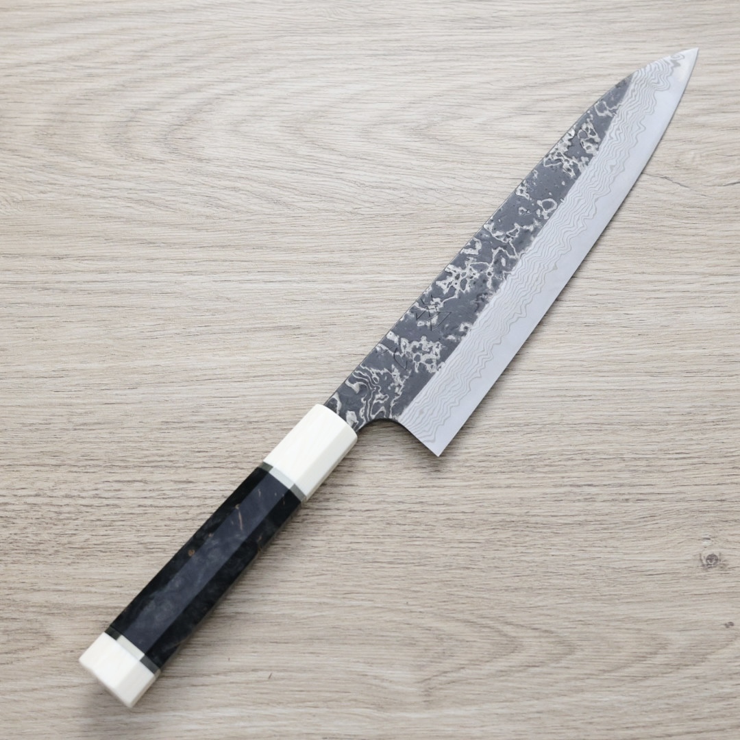 初心x二唐 牛刀 240mm SLD鋼 黑打大馬士革