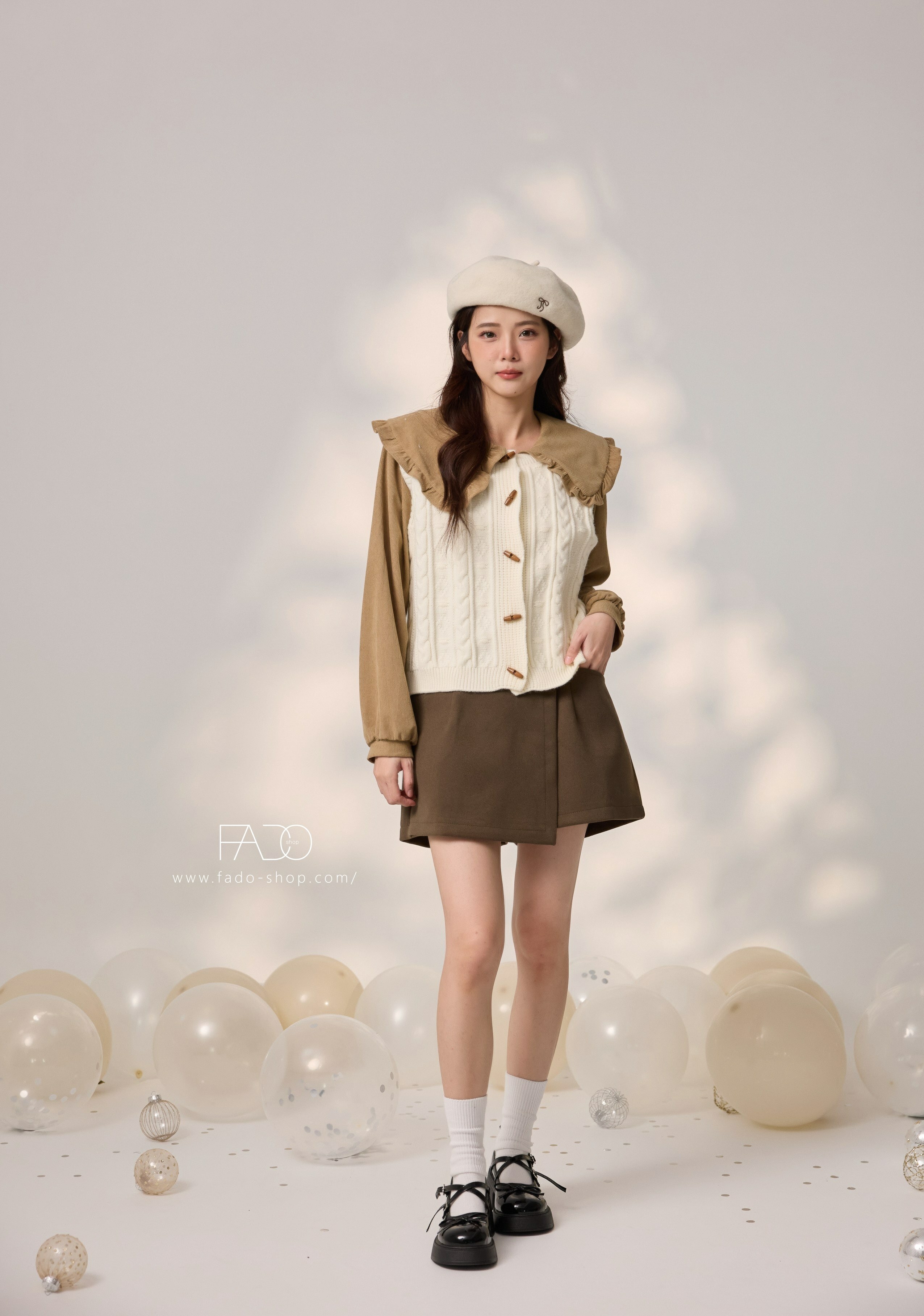 法朵 Fado shop｜森林系🌲 娃娃領排釦燈芯衫 3622003 三色