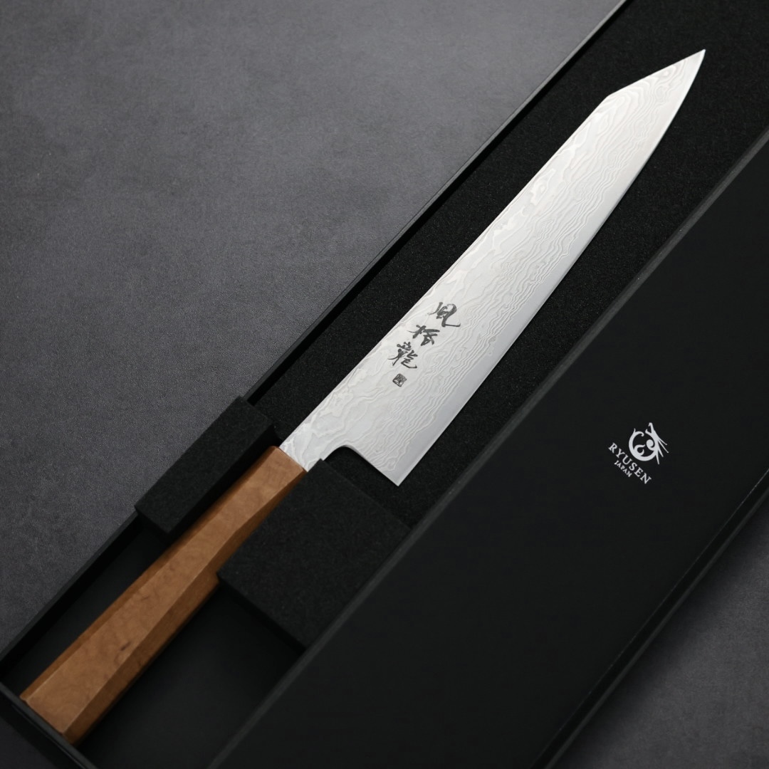 龍泉刃物風格龍牛刀240mm ATS314鋼63層大馬士革