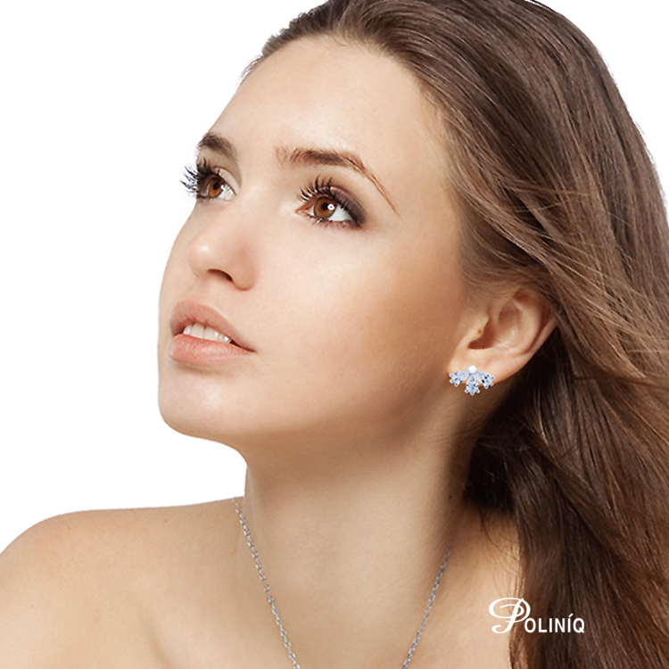 925純銀「花瓣」晶鑽耳環-SDE0066