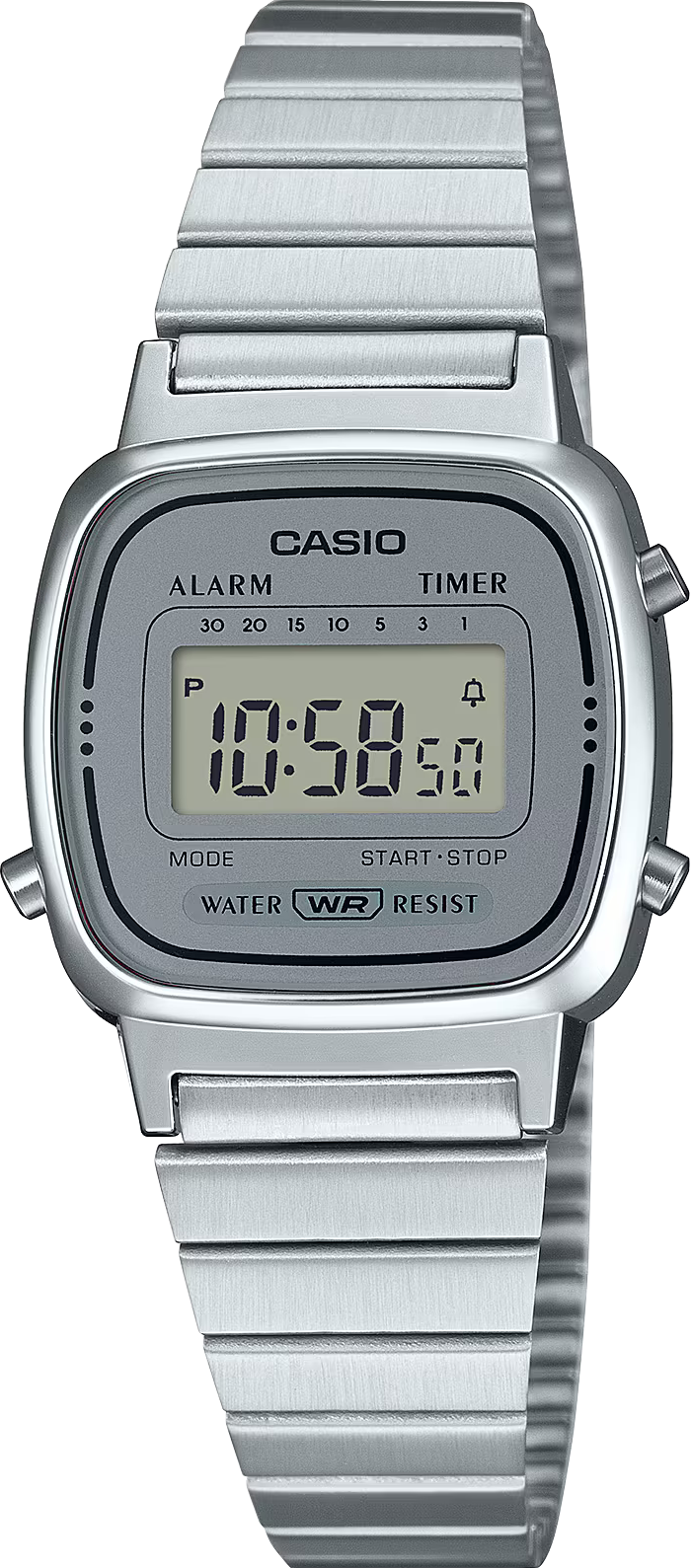 萬年鐘錶 - 卡西歐  CASIO  小錶面復古銀色電子錶 女錶 LA670WA-7  錶徑 24.6MM